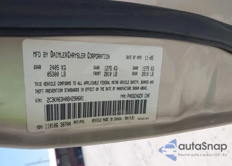 2006 Chrysler 300C z USA, uszkodzony, nr VIN 2C3KA63H06H290601